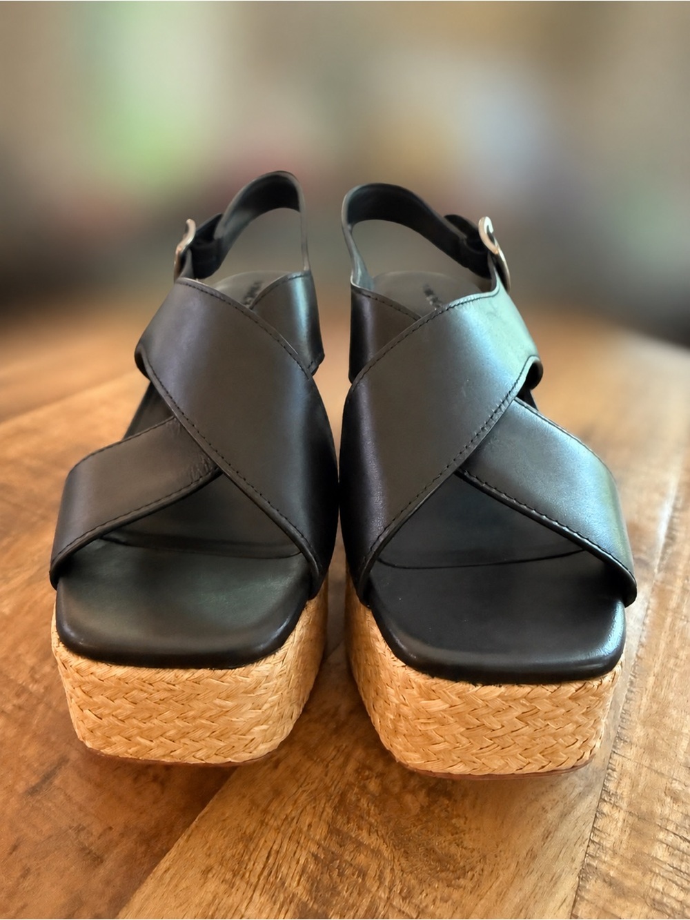 NEW Vince Clementine Black Leather Platform Sandals, Size 9 - Picture 6 of 10